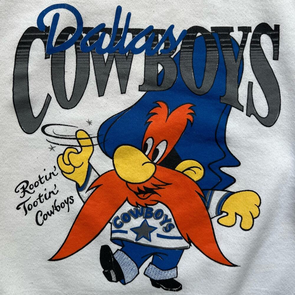 Vintage 90s Dallas Cowboys Yosemite Sam Football NFL Crewneck Sweatshirt USA XL - Picture 2 of 12